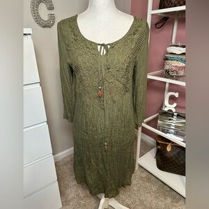 Indigo Rose Olive Green Midi Dress